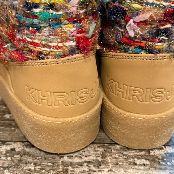 Khrisjoy Puff Check Tweed Boots Logo Women Size 41 Made in Italy Retail $600 NWT - Picture 12 of 15